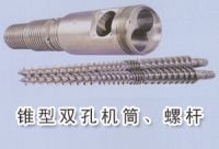 Twin conical screw and barrel