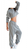 Custom Dance Cheap Slim Fit Jogging Suit Tracksuit Sweatsuit Training Suit Jogging Crop Top Women Ladies Fleece French Terry