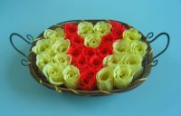 soap flower (in bamboo basket)