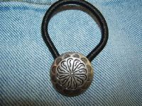 Free Shipping*, Indian Style. Concho Ponytail Holder, Hair Jewelry, Elastics, Ties, Boho, Silver Plate Antique Finish, #80091-1,