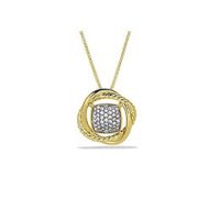 Gold Plated CZ Studded Twisted Open Square Pendant