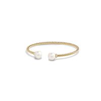 Gold Plated Twisted Open Cuff Pearl Bracelet From India