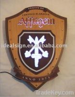 Wooden Effect Shield Shape LED Light