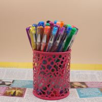 40 colors gel pen set with metal mesh pen holder