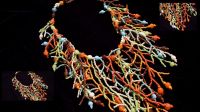 V-neck multi-colored choker necklace