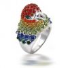 Silver Tone Multi Color Rhinestone Parrot
