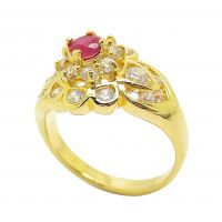 Gold Plated Ring Setting With Synthetic Ruby