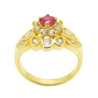 Gold Plated Ring Setting With Synthetic Ruby