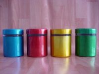 Glass Canister With Metal Sleeve Mirror