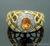 Spessartite Garnet, White Topaz With Gold