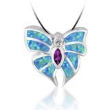 925 Sterling Silver Pendent with Opal and Amethyst (LOP1018)