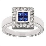 18K White Gold Ring With Diamond And Gemstone (1266)