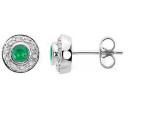 10K White Gold Earring With Diamond And Gemstone