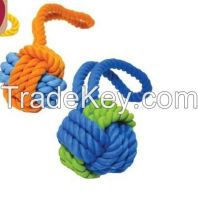 Dog toy Tough Twist Rubber &amp; Rope Ball Tug 11&quot;