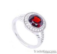 925 silver garnet ring---HZ10NG03R