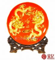 Lacquer Thread Sculpture----Two Dragons Playing with a Pearl