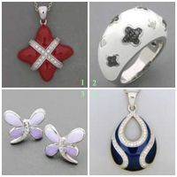 Silver Jewelry With Enamel And Cubic