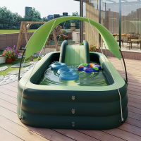 Inflatable Swimming Pool With A Shade And Slide, Large Inflatable Family Pool With Slide For Adults And Kids Supplier