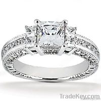 2.62 Ct. Princess cut DIAMOND RING white gold F VS1 new