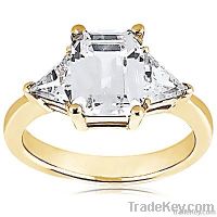 BIG RING 3.51 Ct. diamonds &amp; yellow gold emerald cut