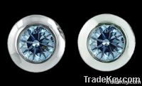 2.51 Carats diamond stud earrings round blue diamond