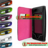 New Leather Purse with Contrastive over Case Stitching for iPhone 4G 4