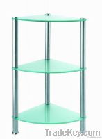 SS free standing triangle 3 layers bathroom glass shelf