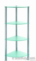 SS free standing triangle bathroom glass 4 shelf