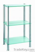 SS free standing square bathroom glass 3 shelf