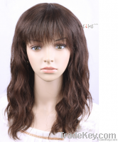 100% HUMAN real hair lace wig long roll fluffy wig hair female