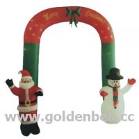 H 270cm inflatable santa, standing in front of the door, welcome their f