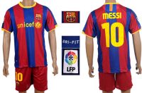 2011 Spanish Barcelona #10 Lionel Messi Red-Navy Blue Striped Home Per