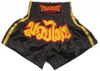 Muay Thai shorts black, yellow bars