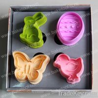 4pcs Plastic Easter theme plunger cutter set(4clorways at random), Ester egg turkey butterfly rabbit shapes