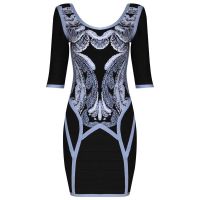 Bqueen Printed Halter Half-sleeve Sexy Bandage Dress H674