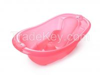 Large plastic baby bathtub with bathtub support