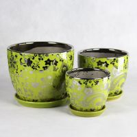 small ceramic flower pot chrome with flower series