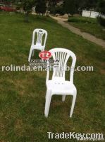 Armless White Plastic Stacking Chair