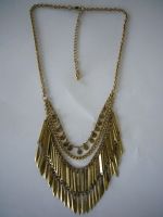 fashion necklace with multi chains and metal parts