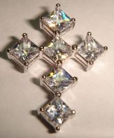 cross drop with precious stones