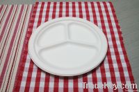 biodegradable bagasse three compartment plate