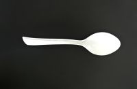 6" PLAware Spoon, biodegradable, eco-friendly, disposable, sustainable cutlery manufactured by Suzhou industrial park US Biopolymers Corp (Chinese name DELIAN)