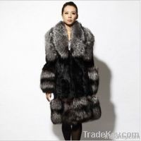 Luxurious silver fox fur + rabbit fur women's coat