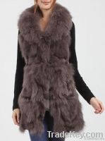 Chic genuine sheep skin and fox fur vest