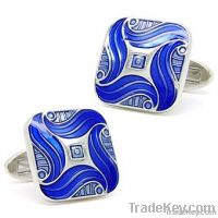 Blue Enamel Love Cuff links