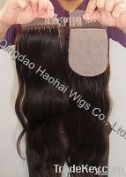 Top sale human hair silk top closure all hand tied