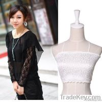 Sexy floral lace mesh translucent tape wrapped chest White Bra