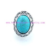 tribal design turquoise alloy ring