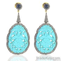 18k Gold jewelry, diamond jewelry, stone carving earrings