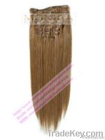 Clip in human hair extensions